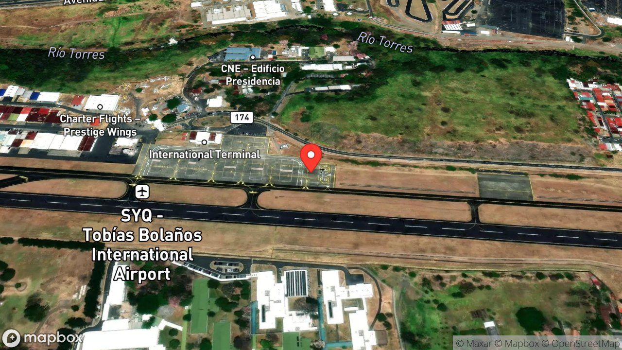 Mapa del incidente ESTACION DEL AEROPUERTO TOBIAS BOLAÑOS REPORTA ALERTA 2