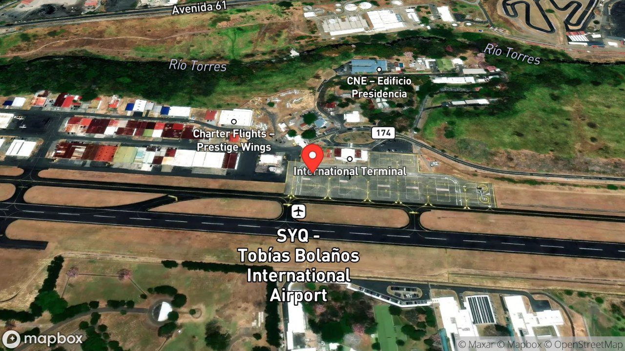 Mapa del incidente ESTACION DEL AEROPUERTO TOBIAS BOLAÑOS PALMA REPORTA AERONAVE CON PROBLEMAS EN MOTOR ALERTA 3