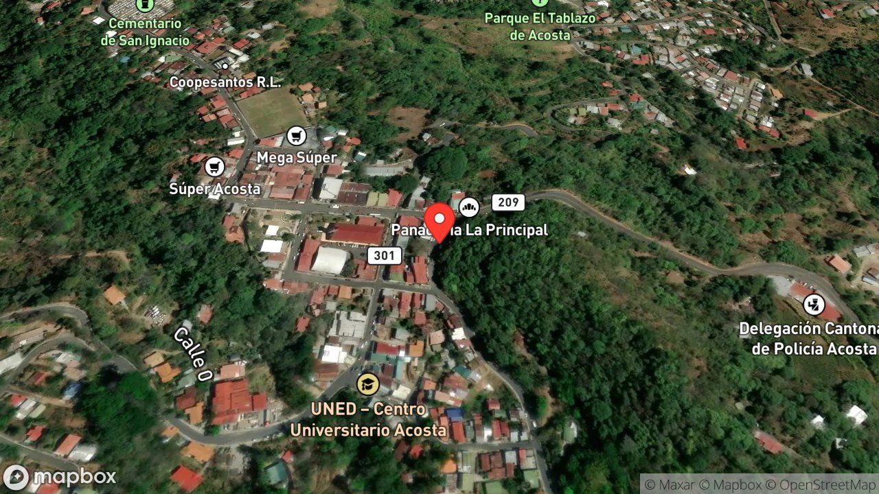 Mapa del incidente ESTACION DE ACOSTA REPORTA RESCATE DE PEREZOSO EN UN VEHICULO