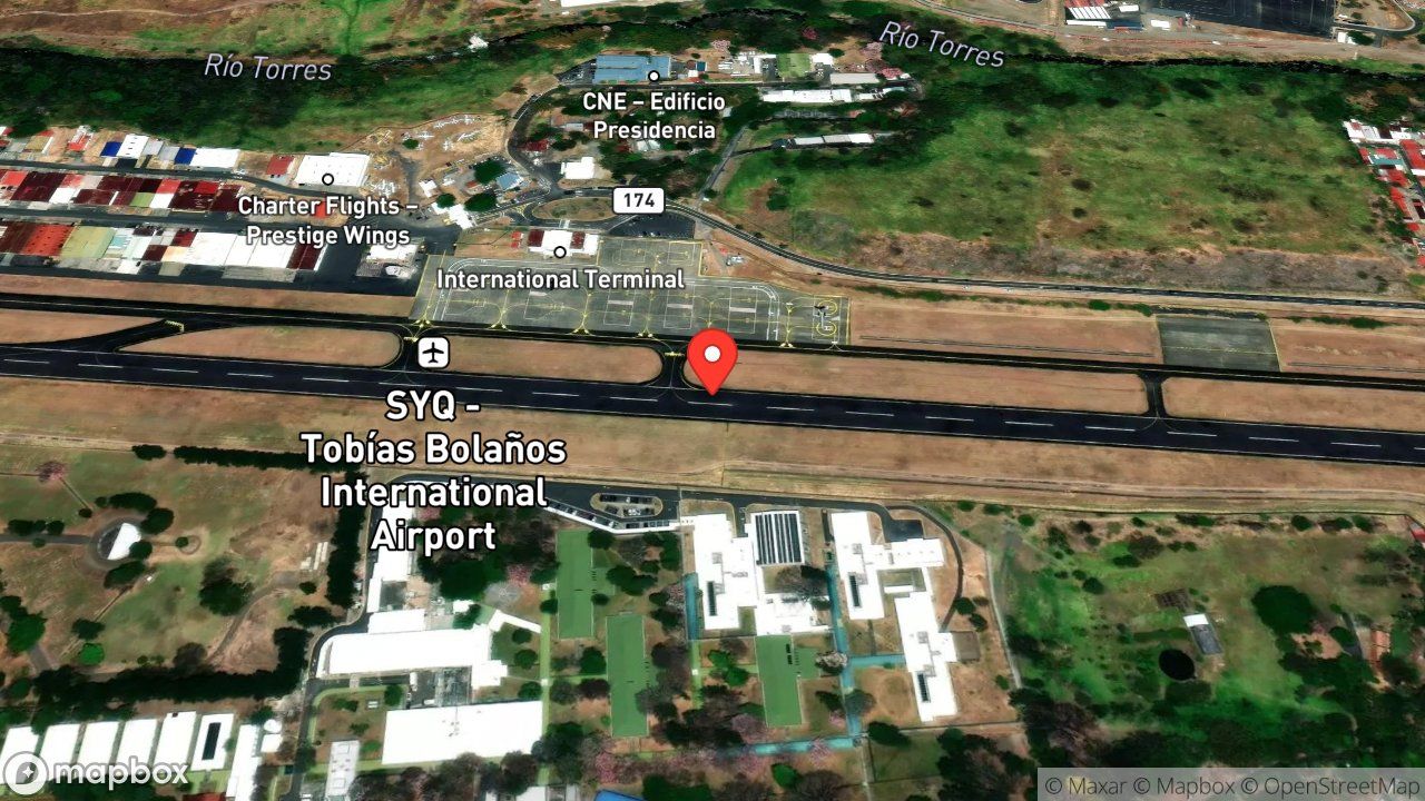 Mapa del incidente ESTACION DEL AEROPUERTO TOBIAS BOLAÑOS REPORTA ALERTA 4 A
